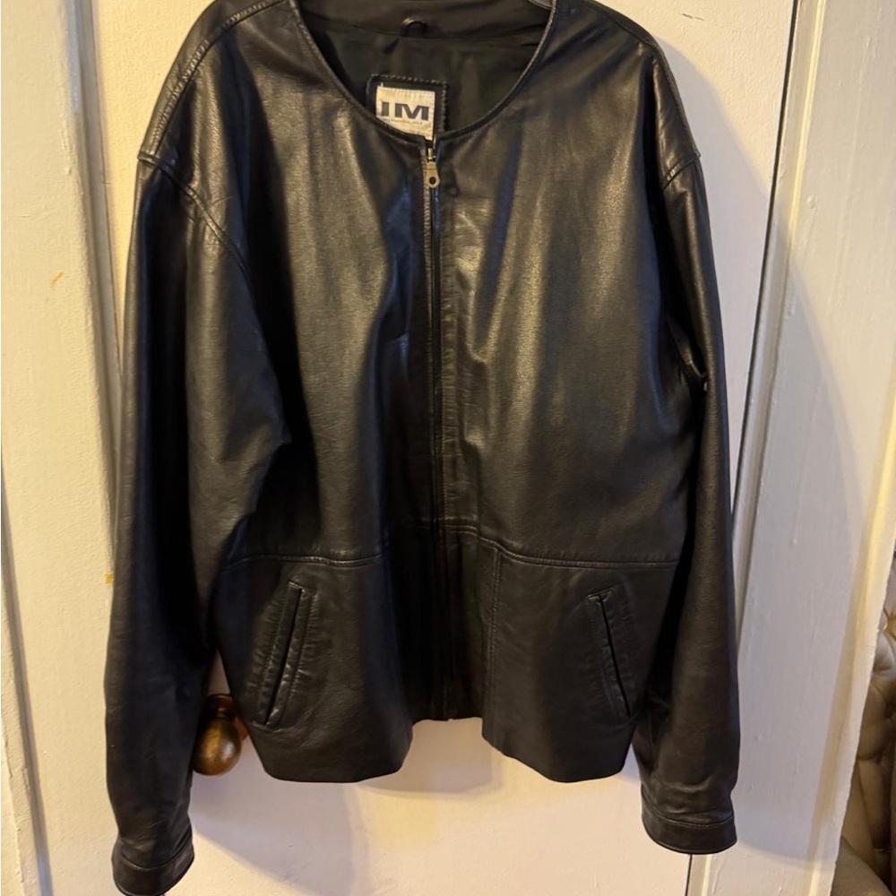 International Male (IM) Waist Length 100% Leather Jacket -Black